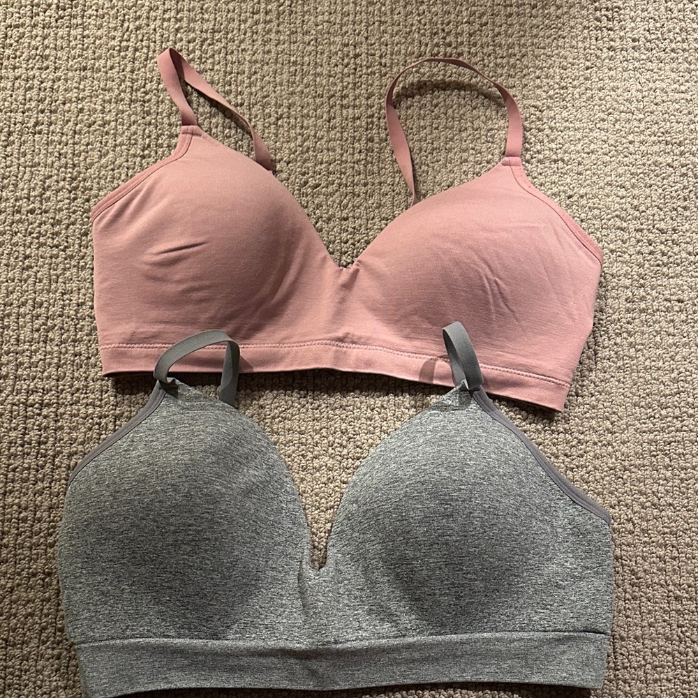 ThirdLove Wireless Seamless Bralettes in Mauve Pink and Heather Gray